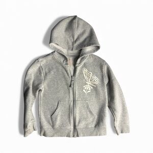 Cat & Jack Heather Gray Fleece Girl Hoodie with Butterfly Accent Zip Up SZ XS4/5